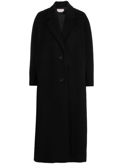 Single-breasted wool-blend coat - Black