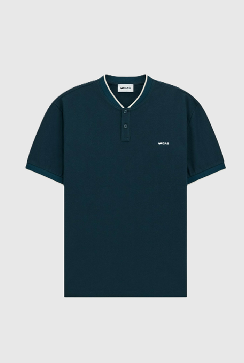 T-shirt with buttons man navy blue