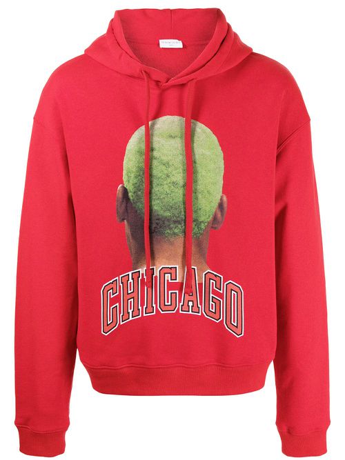 Graphic print drawstring hoodie - Red