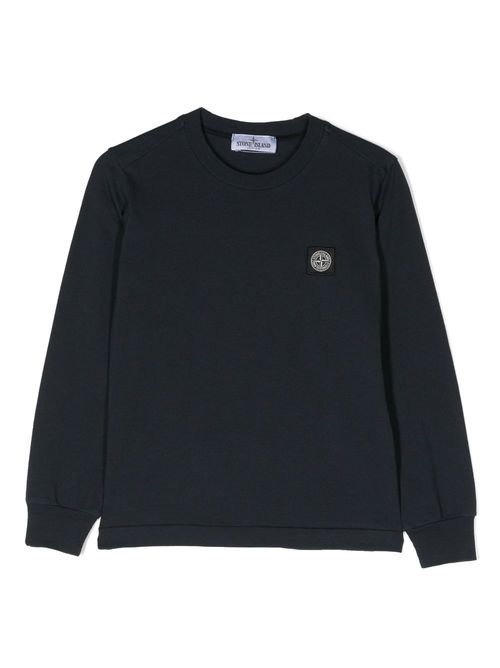Logo-patch thin sweatshirt - Blue