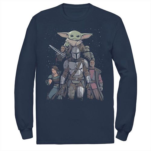 Men's tar Wars The Mandalorian Group Poster Tee, ize: mall, Blue