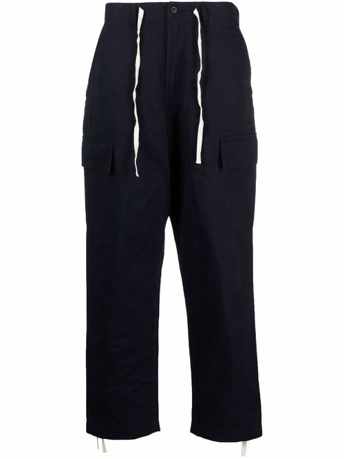 Drawstring straight-leg trousers - Blue