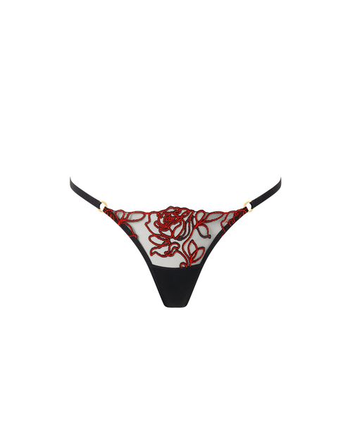 Bluebella Malina Sheer Floral Thong Black/Red