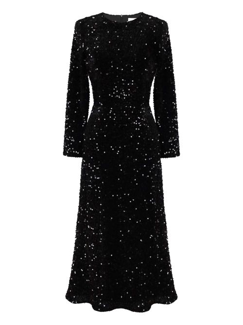 POST MERIDIEM sequin-embellished velvet midi dress - Black