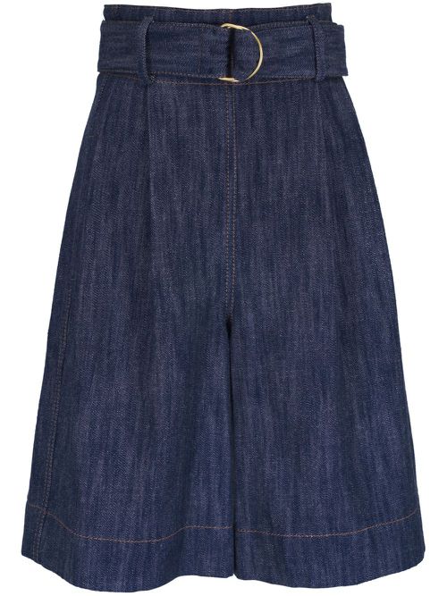 High-waisted denim shorts - Blue