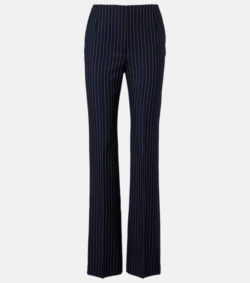 Pinstripe high-rise wool straight pants