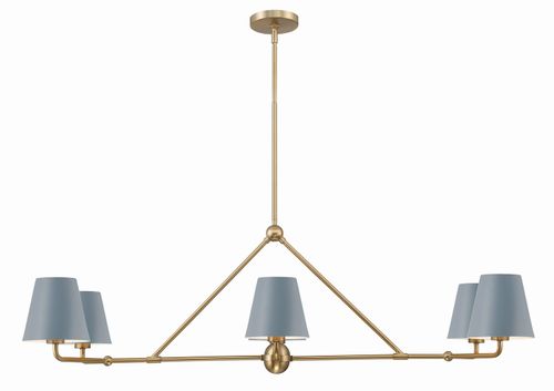 Xavier 6-Light Chandelier in Vibrant Gold with Blue