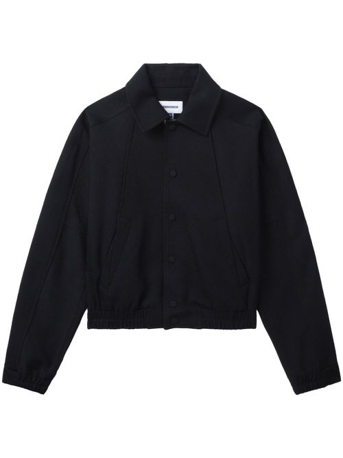 Panelled wool blend bomber jacket - Black