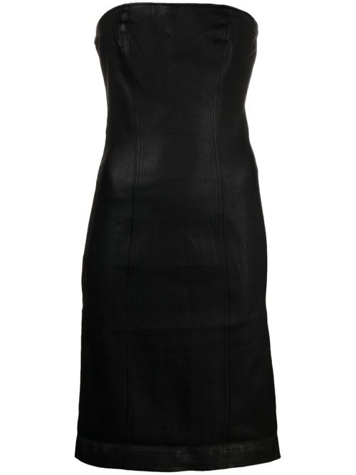 Strapless leather minidress - Black