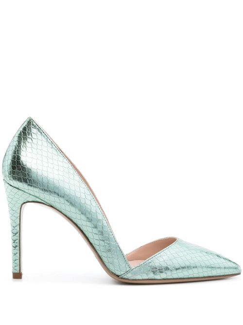 Snakeskin-effect leather pumps - Green