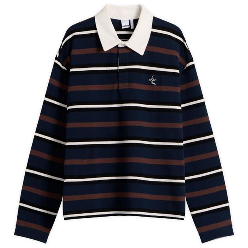 Men's Long-Sleeve Rugby Polo Brown Multi Stripe