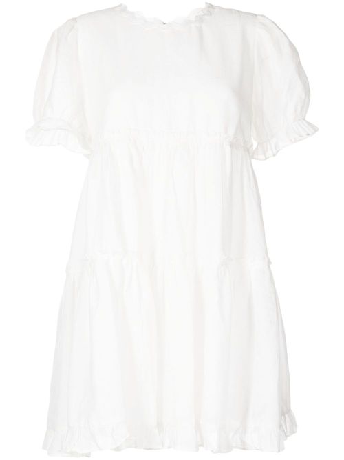 Ruffle-detail flared dress - White