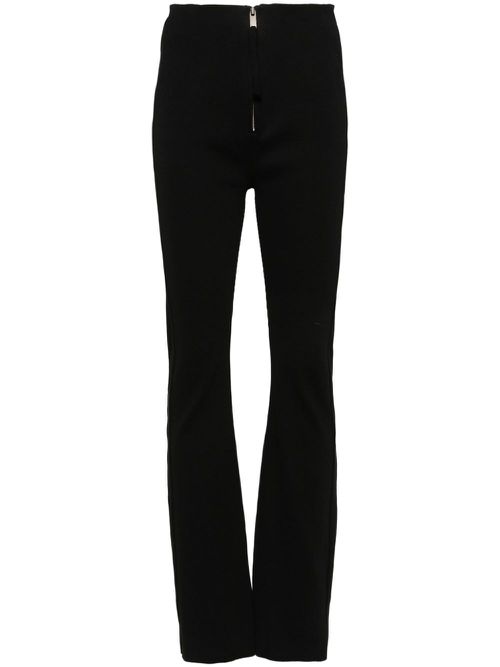 Ribbed high-waist trousers - Black