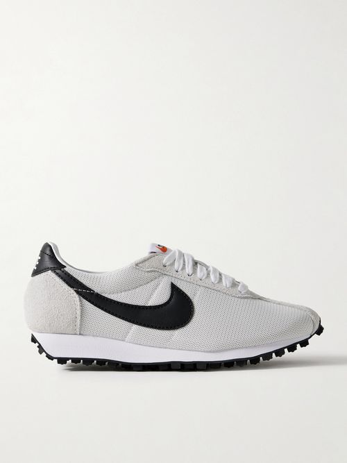Ld-1000 Leather And Brushed Suede-trimmed Mesh Sneakers - Gray