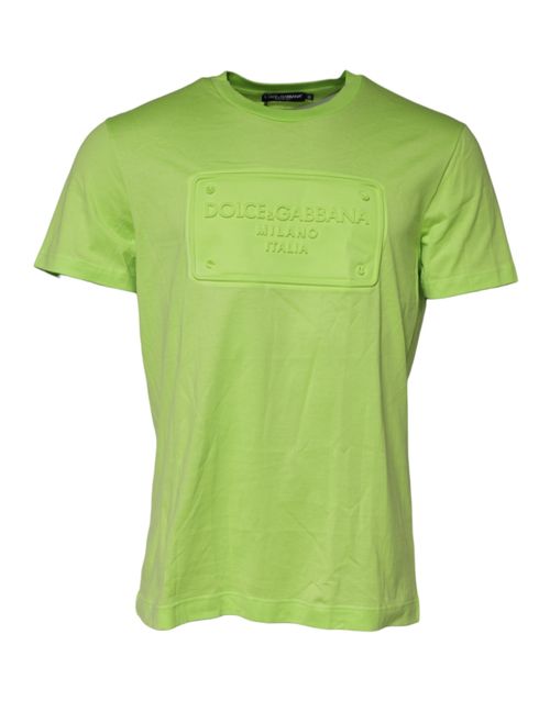 Embossed Logo Cotton T-Shirt — Green