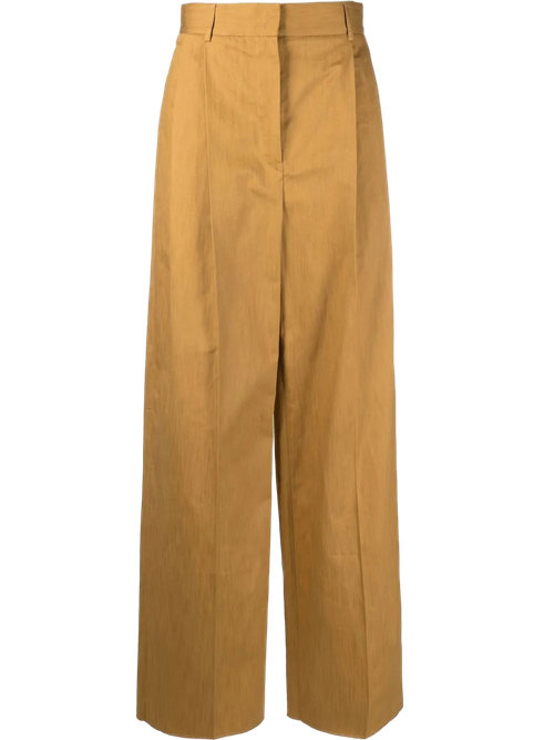 High-Waisted Wide Leg Trousers — Beige
