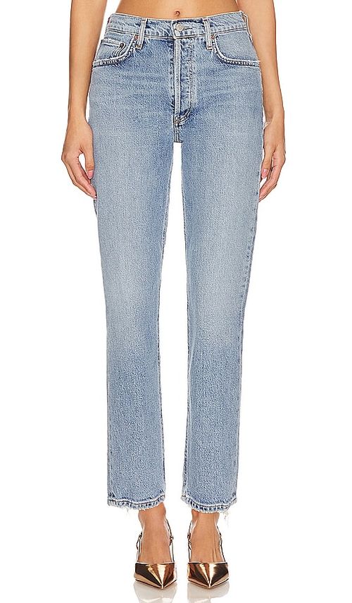 AGOLDE HIGH-RISE-JEANS MIT GERADEM SCHNITT RILEY in Denim-Light. Größe 33. Also in 30, 31
