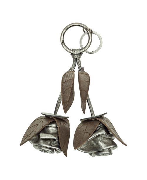 Laced Rose Bag Charm - Antique Platinum