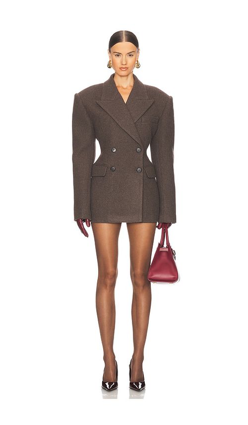 Helsa Italian Wool Blend Blazer in Cocoa - Brown. S also in XXS