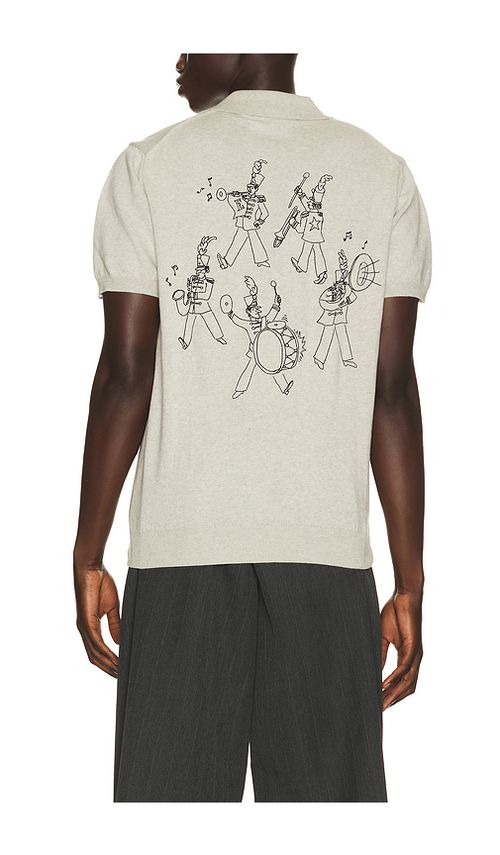 Edmmond Studios Brass Band Polo in Plain Grey Melange - Grey. L also in S, M, XL/1X