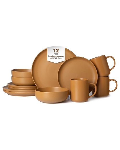 5 Supply 12Pc Stoneware Dinnerware Set With Mugs