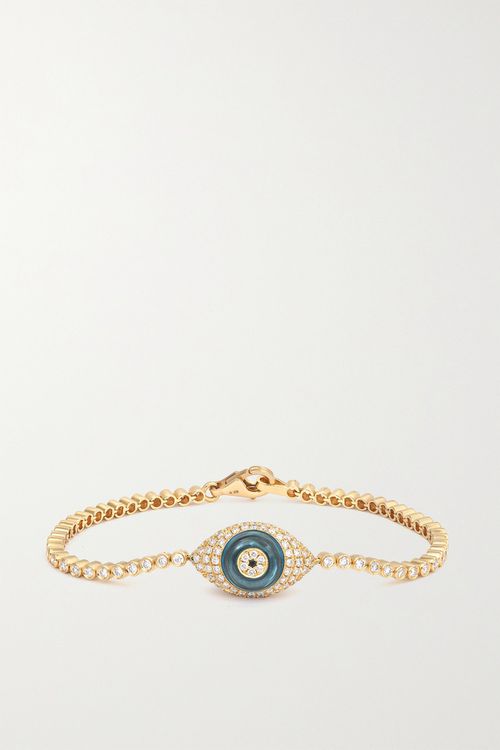 18-karat Gold, Topaz And Diamond Bracelet - One size