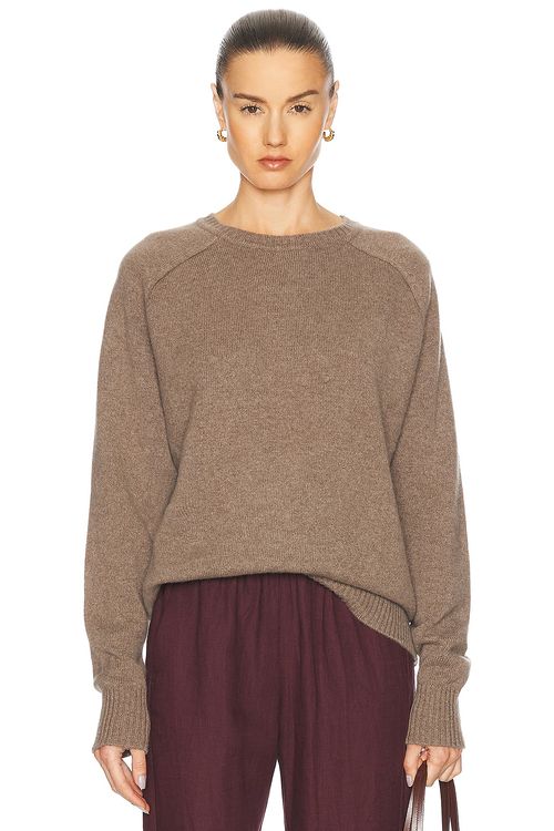 SPRWMN Classic Crew Sweater in Walnut - Tan.  XS also in L