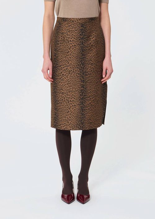Jaden Leopard Print Pencil Skirt In Hazelnut