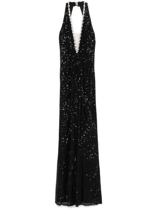 Sequinned halterneck maxi dress - Black
