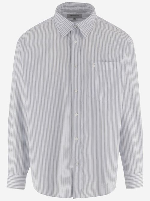 Striped Cotton Poplin Shirt — White