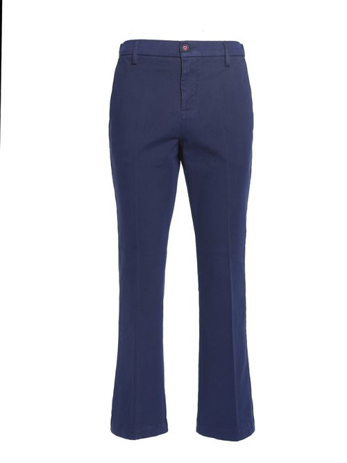 Blue Cotton cropped flared trousers