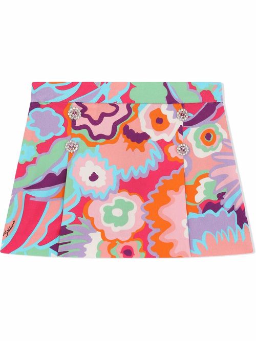Floral-print A-line skirt - Blue