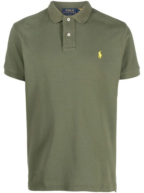 Embroidered-logo detail polo shirt - Green