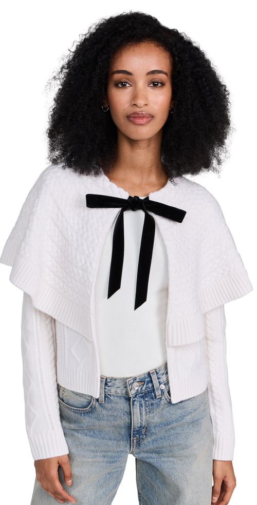 Caleb Cable Knit Tie Front Cardigan Ivory