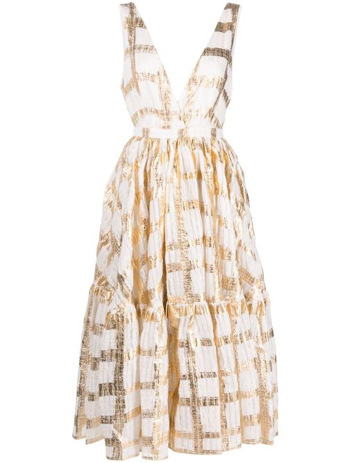 Flared midi dress - White