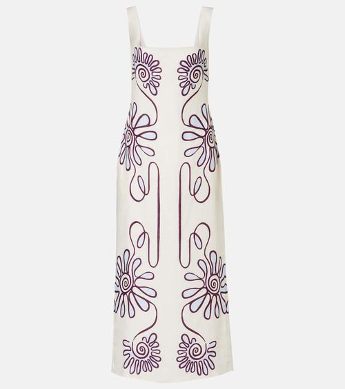 Amaranta printed linen midi dress