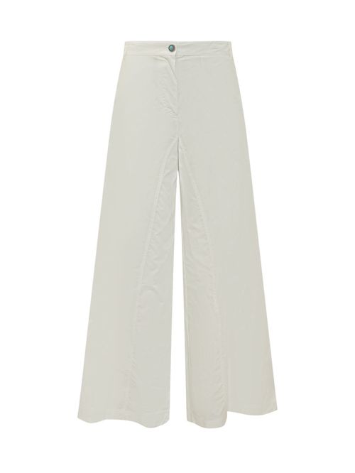 White Relaxed Flat Front Pants