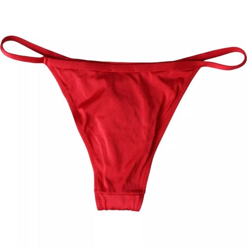Nylon Stretch Bikini Bottom — Red