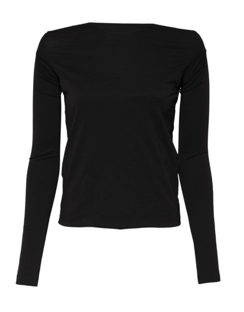 Wool-Blend Crew Neck Sweater — Black