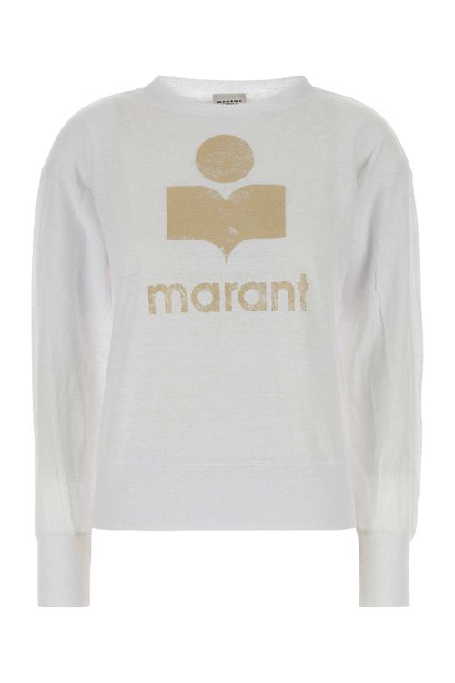 Logo-Embroidered Linen Sweater — White