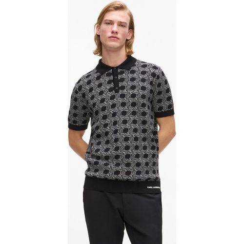 Karl Lagerfeld - Strick-polo-shirt, Herren, Schwarz/weiss, Größe
