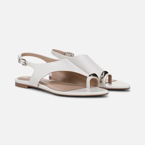 Via Sandals, Warm White Leather