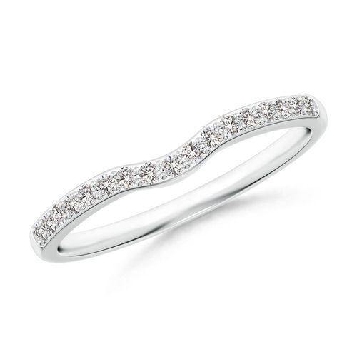 Angara 0.17 Carat Classic Diamond Half Eternity Contoured Wedding Ring in 18K White Gold