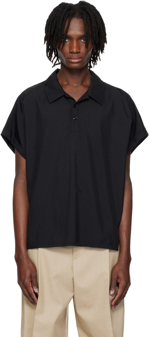 RECTO Black Dolman Sleeve Polo
