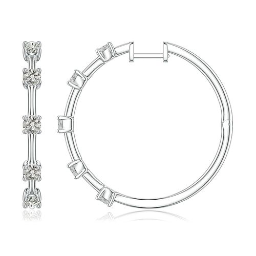 Angara 1.05 CTW Round Diamond Five-Stone Station Hoop Earrings in 14K White Gold