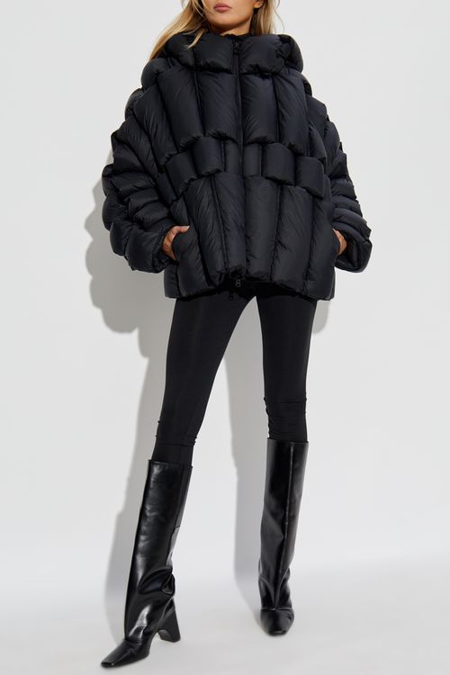 Down Jacket With Hood, Women's, Black