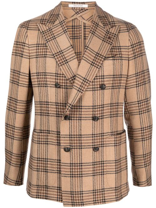 Prince of Wales-check double-breasted blazer - Neutrals