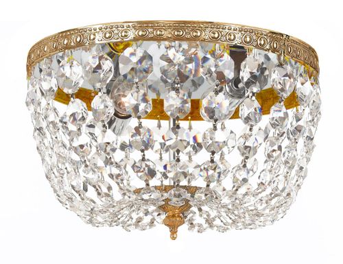 2-Light 10" Ceiling Light in Olde Brass with Clear Hand Cut Crysta