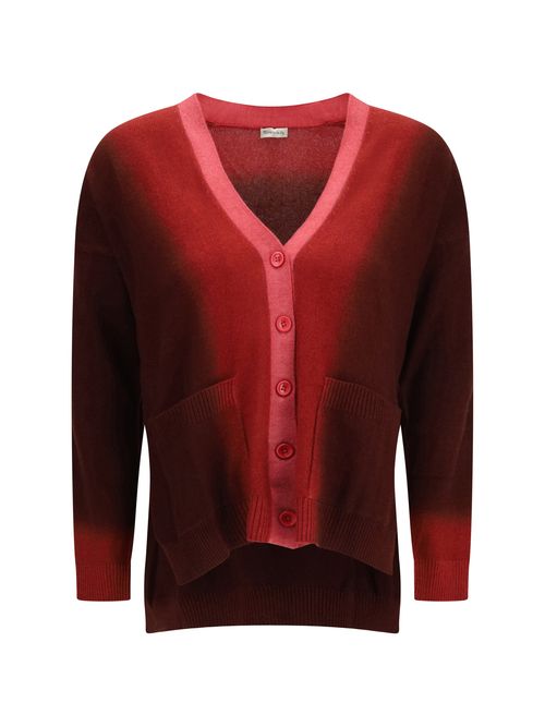 Ombré Cashmere Cardigan — Red