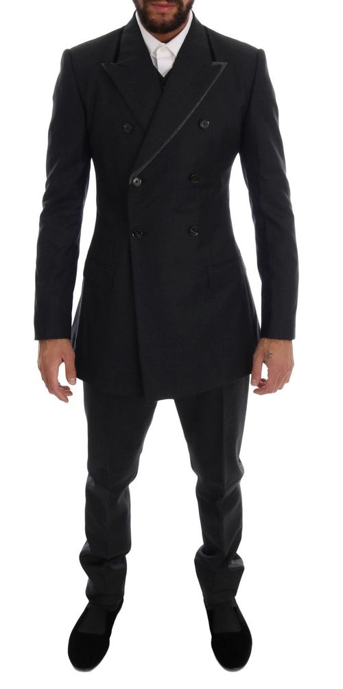Wool Double-Breasted Suit — Gray